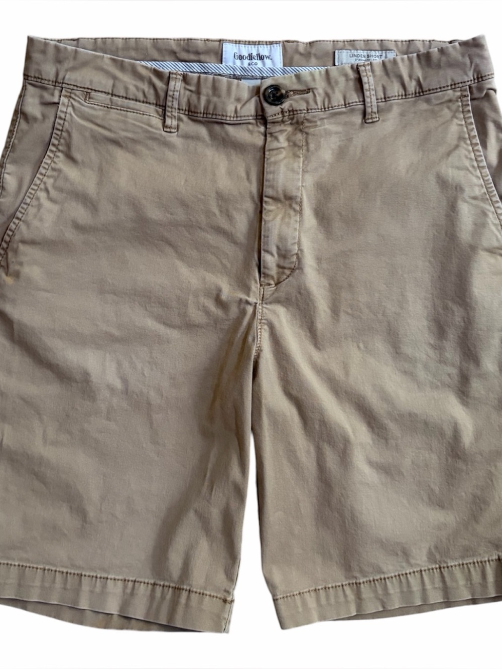Men’s Size 30 Goodfellow & Co Linden Chino Khaki Tan Stripe Shorts 8” Inseam